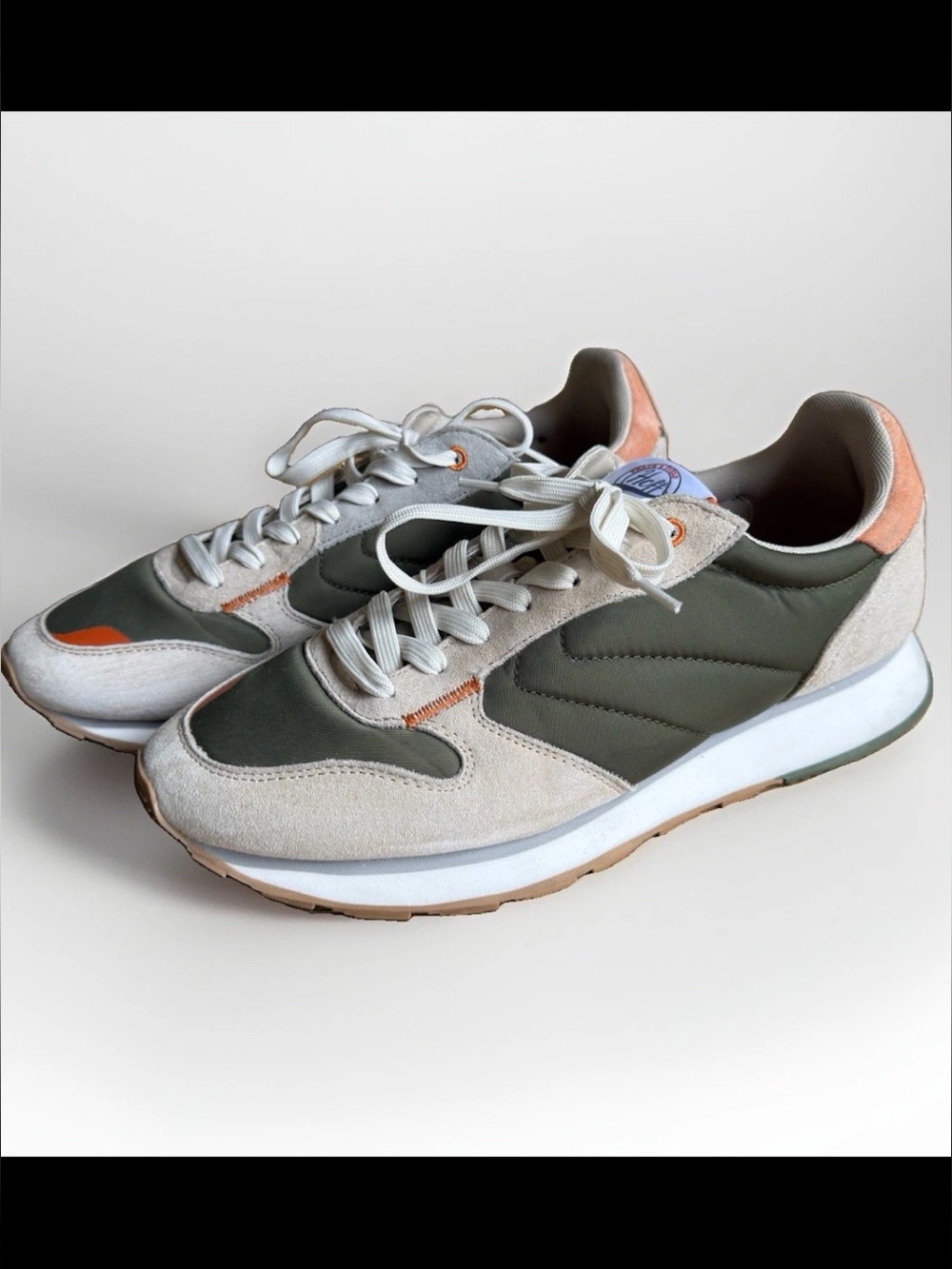 HOFF Men's Low Top Lace Up Sneakers Colorblock Green/Beige/Orange Size 11